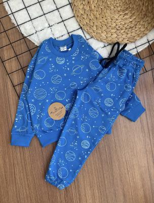2-7 Yaş Saks Mavisi Uzay Pijama Takımı
