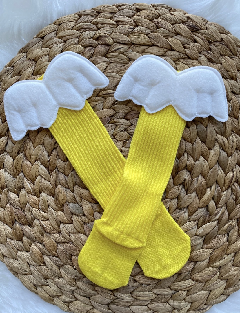 0-3 Yaş Kanatlı Sarı Diz Altı Çorap