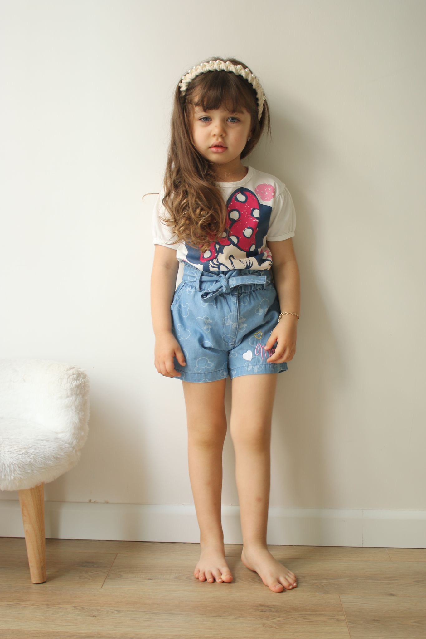 2-8 Yaş Minnie T-shirt & Jean Şortlu Takım