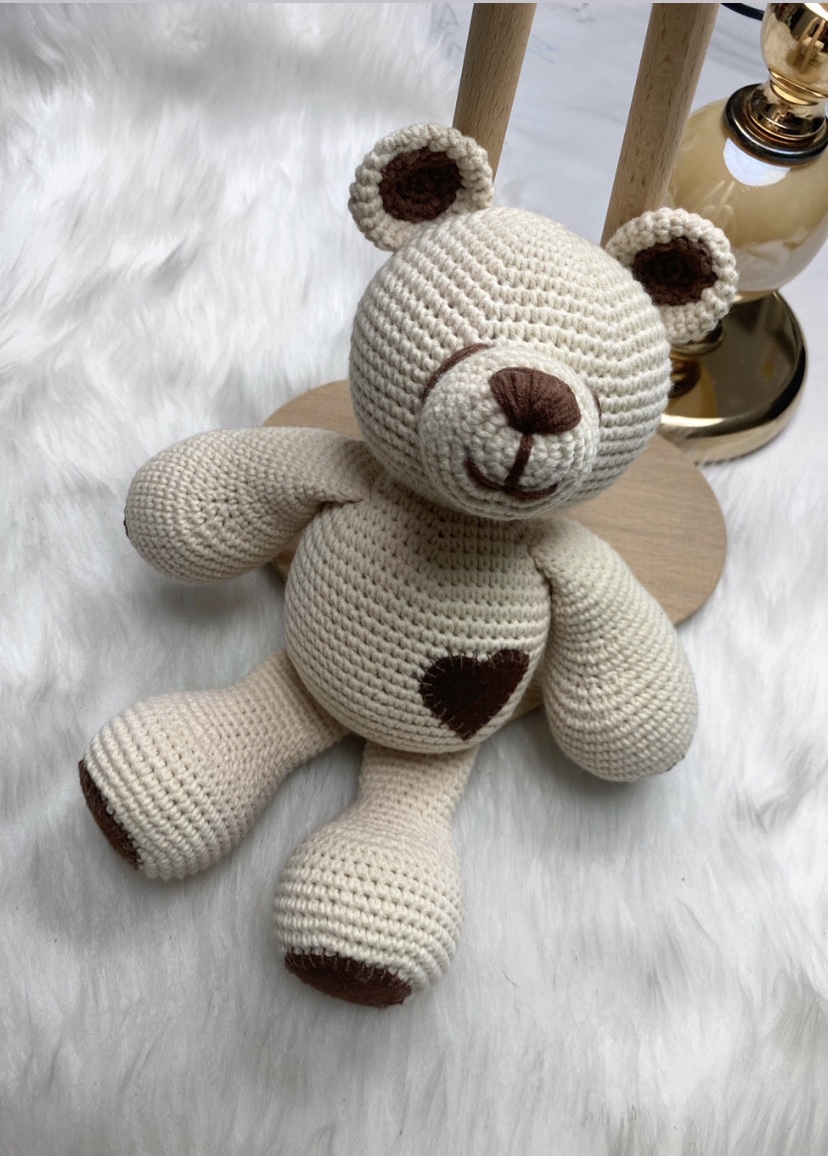 Organik Amigurumi Oyuncak Ayıcık Arden Kids Anne Bebek Tacı ve