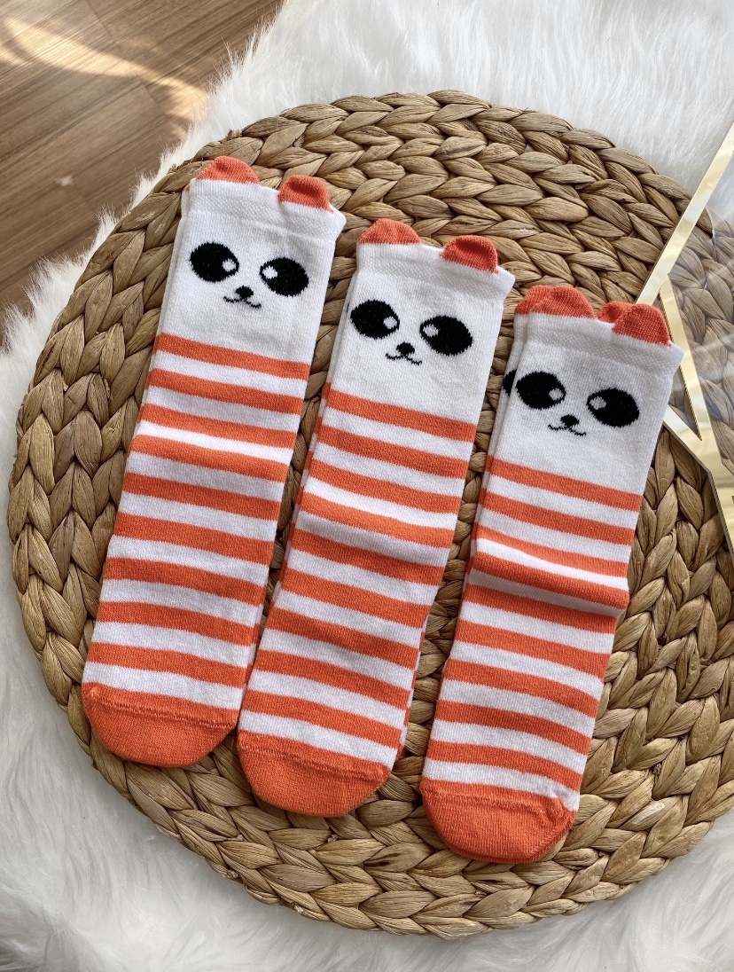 0-3 Yaş Turuncu Panda Diz Altı Çorap