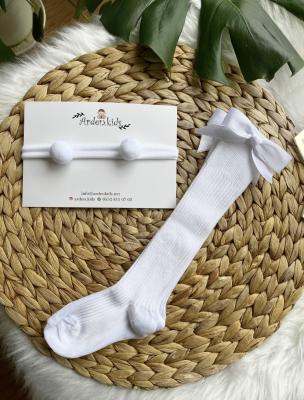 2’li Beyaz Mini Ponpon- Çorap Set
