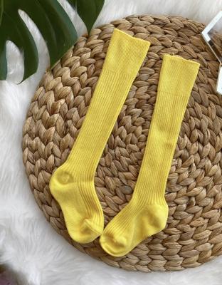 0-3 Yaş Sarı Düz Diz Altı Çorap