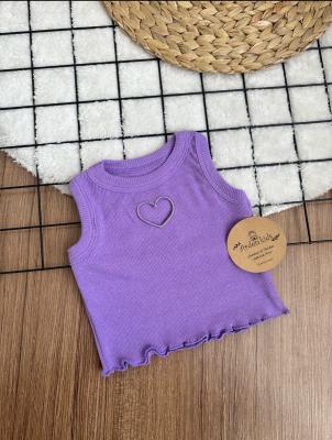 2-7 Yaş Lila Kalpli Crop Top